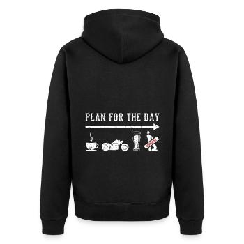 Plan For The Day Motorcycle Biker Motorcycle Rider - Unisex Premium Bio Zip Hoodie - Schwarz - Hinten - Nico (187cm)