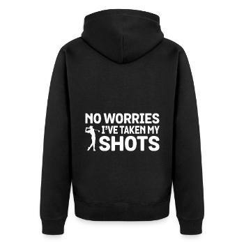 No Worries I've Taken My Shots Golf Golfing Golfer - Unisex Premium Bio Zip Hoodie - Schwarz - Hinten - Nico (187cm)