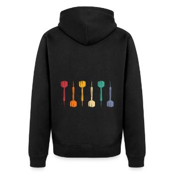 Retro Graphic Dart Player Darts Dartboard Bullseye - Unisex Premium Organic Zip Hoodie - black - Back - Nico (187cm)