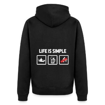 Life Can Be Simple Just Add Water Kayaking Paddle - Unisex Premium Bio Zip Hoodie - Schwarz - Hinten - Nico (187cm)