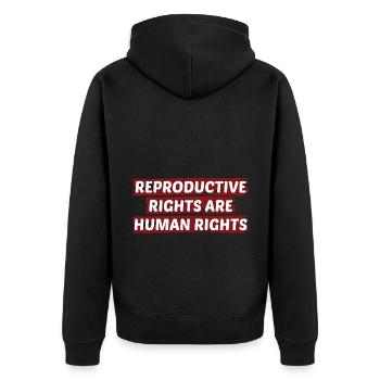 Reproductive Rights Are Human Rights Bisexual Tran - Unisex Premium Bio Zip Hoodie - Schwarz - Hinten - Nico (187cm)