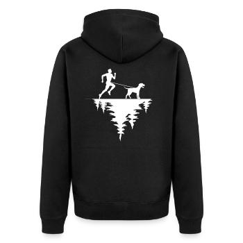 canicross hund zughund hundetraining cross dog run - Unisex Premium Bio Zip Hoodie - Schwarz - Hinten - Nico (187cm)