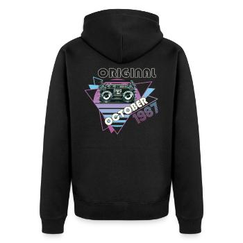 Vintage 1987 35 Cadeau Anniversaire Rétro Cassette - Veste à capuche bio Premium Unisexe - noir - Dos - Nico (187cm)