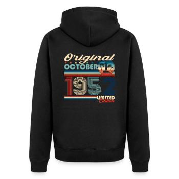 October Born 1952 70th Birthday Gift - Unisex Premium Organic Zip Hoodie - black - Back - Nico (187cm)