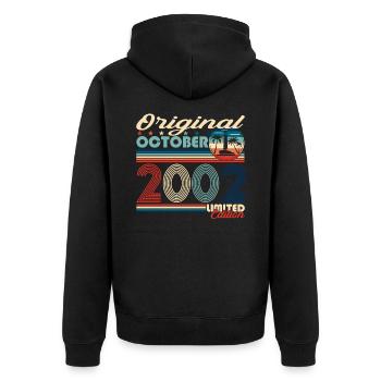 October Vintage 2002 20th Birthday Gift - Unisex Premium Organic Zip Hoodie - black - Back - Nico (187cm)