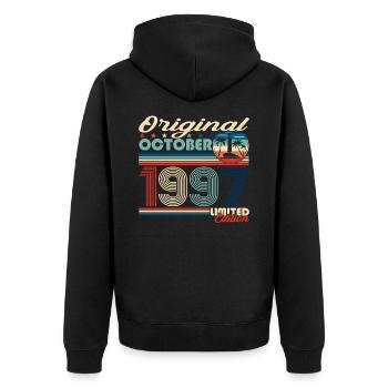 October Born 1997 25th Birthday Gift - Unisex Premium Organic Zip Hoodie - black - Back - Nico (187cm)