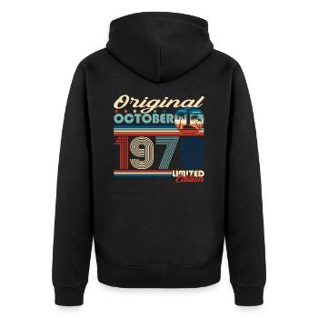 October Born 1978 44th Birthday Gift - Unisex Premium Organic Zip Hoodie - black - Back - Nico (187cm)