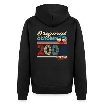 October Vintage 2004 18th Birthday Gift - Unisex Premium Organic Zip Hoodie - black - Back - Nico (187cm)