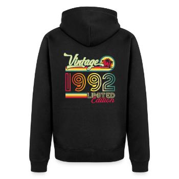 Original vintage 1992 30th birthday gift - Unisex Premium Organic Zip Hoodie - black - Back - Nico (187cm)