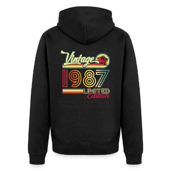 Original vintage 1987 35th birthday gift - Unisex Premium Organic Zip Hoodie - black - Back - Nico (187cm)