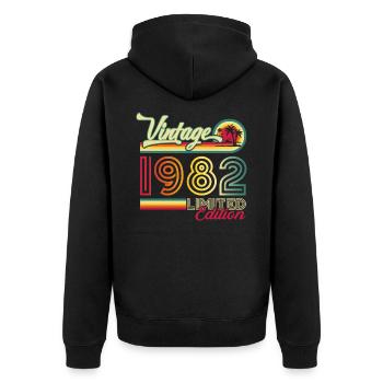 Original vintage 1982 40th birthday gift - Unisex Premium Organic Zip Hoodie - black - Back - Nico (187cm)