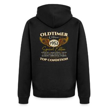 Oldtimer Octobre 1952 cadeau de 70e anniversaire - Veste à capuche bio Premium Unisexe - noir - Dos - Nico (187cm)