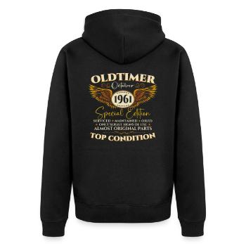 Oldtimer October 1961 61st birthday gift - Unisex Premium Organic Zip Hoodie - black - Back - Nico (187cm)
