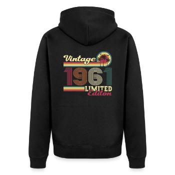 Original vintage 1961 61st birthday gift - Unisex Premium Organic Zip Hoodie - black - Back - Nico (187cm)