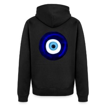 Nazar boncugu - Schutz vor dem bösen Blick - Unisex Premium Bio Zip Hoodie - Schwarz - Hinten - Nico (187cm)
