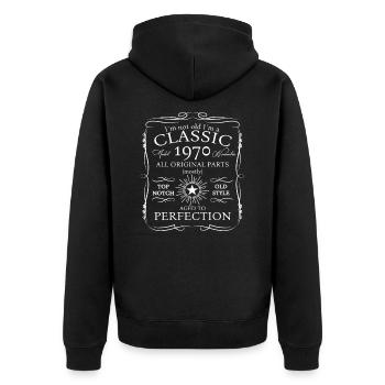 Klassiker November 1970 52. Geburtstag Geschenk - Unisex Premium Bio Zip Hoodie - Schwarz - Hinten - Nico (187cm)