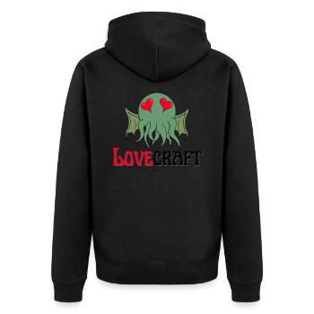 Lovecraft Cthulhu love - Unisex Premium Bio Zip Hoodie - Schwarz - Hinten - Nico (187cm)