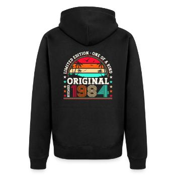Original November 1984 38th Birthday Gift - Unisex Premium Organic Zip Hoodie - black - Back - Nico (187cm)