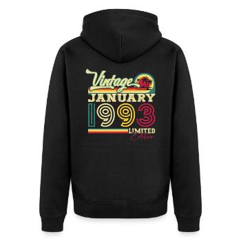 Born 1993 January 30th birthday Gift man - Unisex Premium Organic Zip Hoodie - black - Back - Nico (187cm)