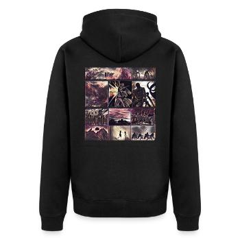 Herrenkollektion | Online-Modus - Unisex Premium Bio Zip Hoodie - Schwarz - Hinten - Nico (187cm)