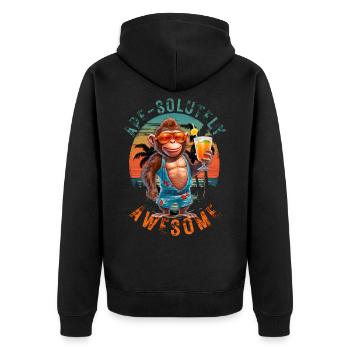 Ape-solutely Awesome - Absolutely Great - Unisex Premium Organic Zip Hoodie - black - Back - Nico (187cm)