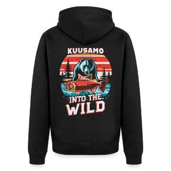 Kuusamo Finland Into The Wild #7 - Unisex Premium Organic Zip Hoodie - black - Back - Nico (187cm)