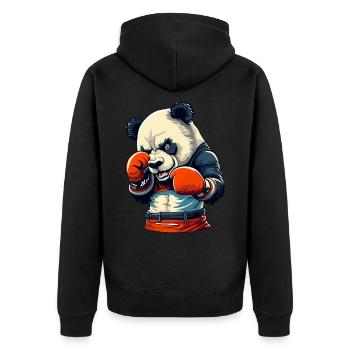 Box Panda - Unisex Premium Organic Zip Hoodie - black - Back - Nico (187cm)