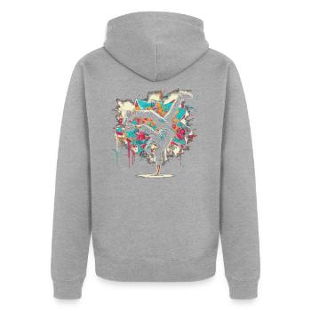Breakdance Graffiti Sprayer - Unisex Premium Organic Zip Hoodie - heather grey - Back - Nico (187cm)