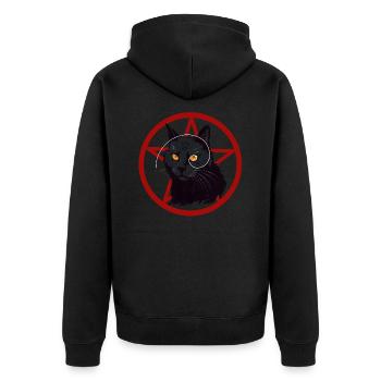 Gato Loco 01 - Unisex Premium Organic Zip Hoodie - black - Back - Nico (187cm)