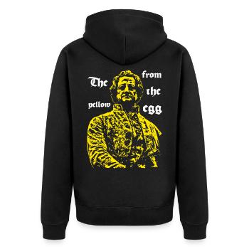 The Yellow From The Egg - Unisex Premium Bio Zip Hoodie - Schwarz - Hinten - Nico (187cm)