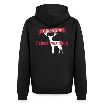 Stolzer Schwarzwaldbub Schwarzwald Design - Unisex Premium Bio Zip Hoodie - Schwarz - Hinten - Nico (187cm)