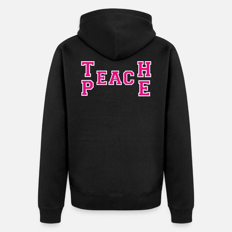 teach peace - Unisex Premium Bio Zip Hoodie - Schwarz