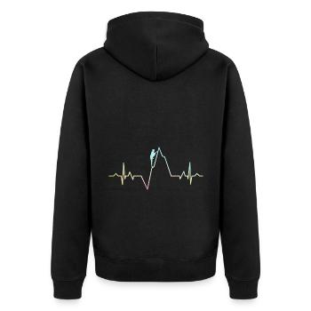 Ecg Heartbeat Graphic Bouldering Mountaineering Bo - Unisex Premium Bio Zip Hoodie - Schwarz - Hinten - Nico (187cm)