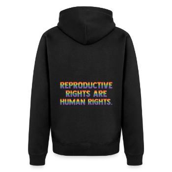 Reproductive Rights Are Human Rights Bisexual Tran - Unisex Premium Bio Zip Hoodie - Schwarz - Hinten - Nico (187cm)