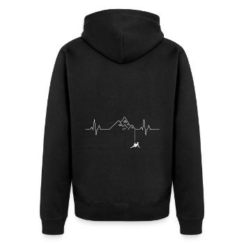 Ecg Heartbeat Graphic Bouldering Mountaineering Bo - Unisex Premium Bio Zip Hoodie - Schwarz - Hinten - Nico (187cm)