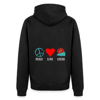Peace Love Cheer Cheerleading Cheerdance Sports Tu - Unisex Premium Bio Zip Hoodie - Schwarz - Hinten - Nico (187cm)
