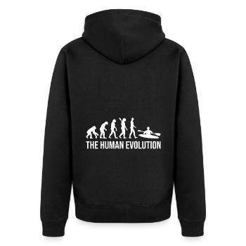 Evolution Graphic Kayaking Canoe Rowing Rower Padd - Unisex Premium Bio Zip Hoodie - Schwarz - Hinten - Nico (187cm)