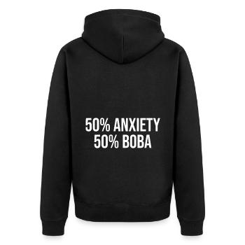 50% Anxiety 50% Boba Tea Lover Tea Drinker Cup Bre - Unisex Premium Bio Zip Hoodie - Schwarz - Hinten - Nico (187cm)