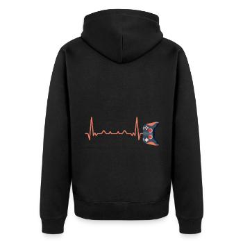 Ecg Heartbeat Video Game Player Gaming Console Pc - Unisex Premium Bio Zip Hoodie - Schwarz - Hinten - Nico (187cm)