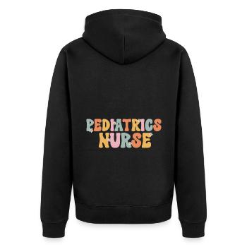 Kinderkrankenschwester - Unisex Premium Bio Zip Hoodie - Schwarz - Hinten - Nico (187cm)