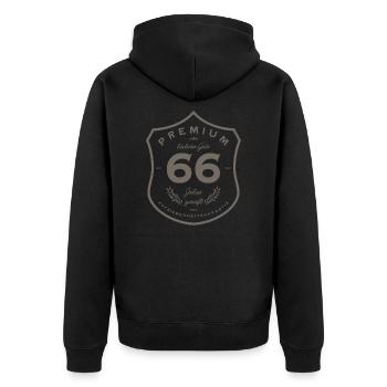 66. Geburtstag 66 Jahre gereift - Unisex Premium Bio Zip Hoodie - Schwarz - Hinten - Nico (187cm)