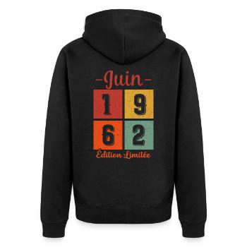 Cadeau D'anniversaire Juin 1962 Édition Limitée - Veste à capuche bio Premium Unisexe - noir - Dos - Nico (187cm)