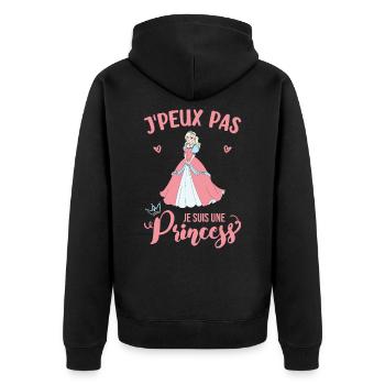 Je suis Une Princesse cadeau - Veste à capuche bio Premium Unisexe - noir - Dos - Nico (187cm)
