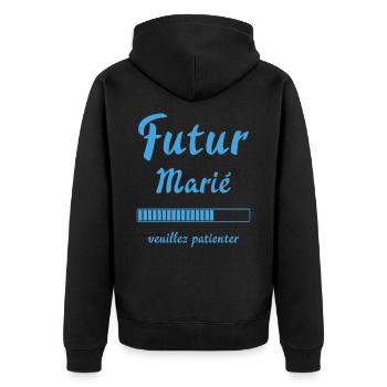 Futur marié veuillez patienter Humour mariage - Veste à capuche bio Premium Unisexe - noir - Dos - Nico (187cm)