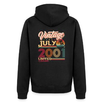 Vintage July 2001 21st birthday Men 21 years - Unisex Premium Organic Zip Hoodie - black - Back - Nico (187cm)