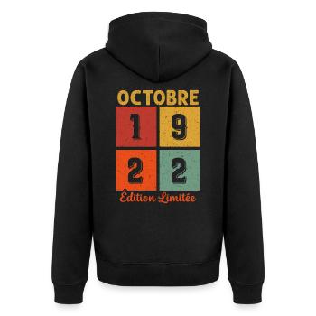 Octobre 1922 Édition limitée Cadeau Anniversaire - Veste à capuche bio Premium Unisexe - noir - Dos - Nico (187cm)