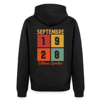 Septembre 1928 Original Idée Cadeau Anniversaire - Veste à capuche bio Premium Unisexe - noir - Dos - Nico (187cm)