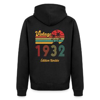 Vintage 1932 édition limitée Anniversaire Cadeau - Veste à capuche bio Premium Unisexe - noir - Dos - Nico (187cm)