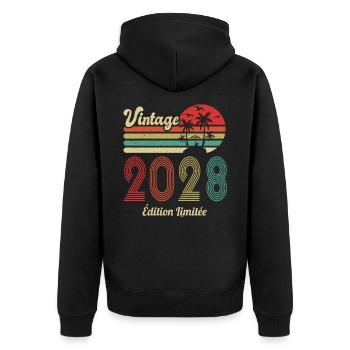 vintage 2028 Vintage Anniversaire Idée Cadeau 2028 - Veste à capuche bio Premium Unisexe - noir - Dos - Nico (187cm)