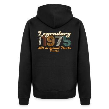Cadeau original vintage 1975 47ème anniversaire - Veste à capuche bio Premium Unisexe - noir - Dos - Nico (187cm)